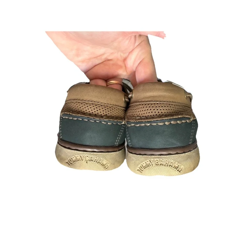 Tommy Bahama Men's‎ Leather Boat Shoes Sz 10 Brown Black Moc Toe Casual Loafers